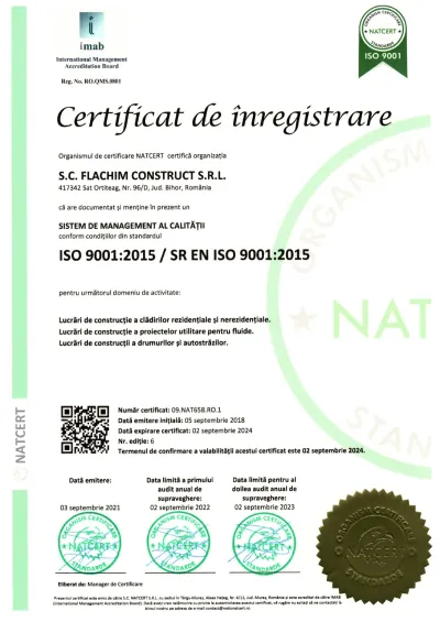 Certificat ISO 9001:2015