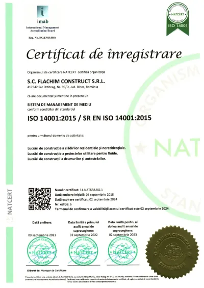 Certificat ISO 14001:2015